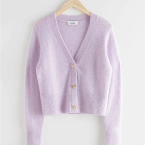 & Other Stories Bee Button Alpaca Blend Cardigan in Lilac